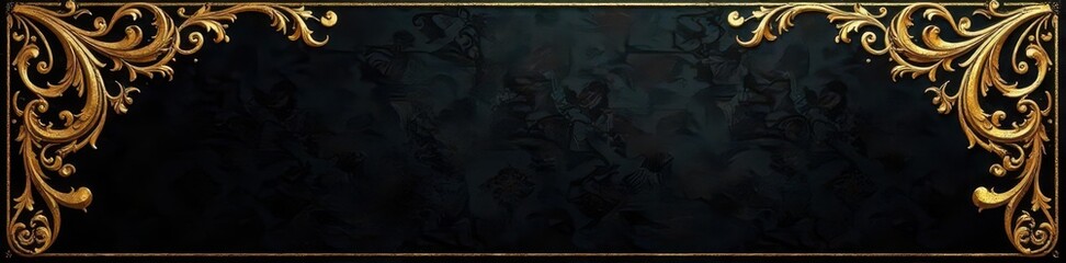 Intricate gold filigree on deep black background , graphic, golden texture
