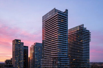 Fototapeta premium Toronto condominiums in a trendy middle and upper class district near Yonge and Eglinton midtown.