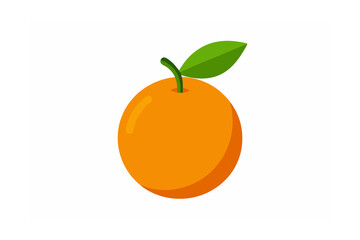 Orange Citrus Fruit with Leaf Vector on White Background  Fresh Minimal  Design

