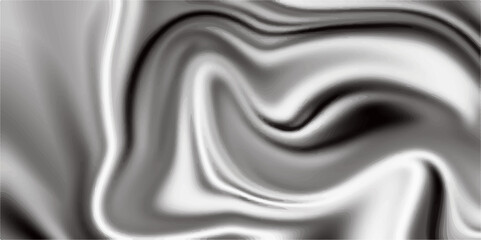 The texture of black and white marble for a pattern of packaging in a modern style. Liquid metal mercury silver ripples abstract background.  soft waves and white fabric liquid metallic art.