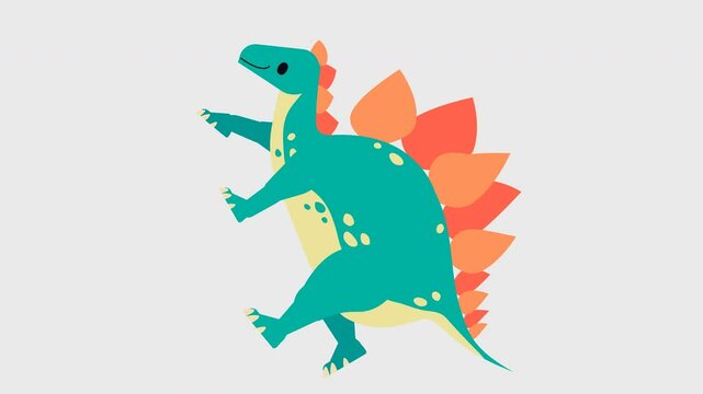 Dancing Stegosaurus Animation &ndash; Cartoon Dinosaur Dance with Cute Moves &ndash; Video with Alpha Channel