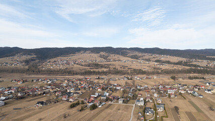 Drone view of the Pieniny mountains.