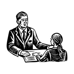 Sketchy style illustration showing a professional legal advisor