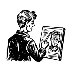 Sketch artist illustration in vintage sketchy style 