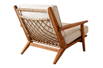 Top view of outdoor cord lounge armchair isolated on white background PNG