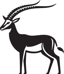 Stylized Black and White Gazelle Vector Illustration – Antelope Silhouette Logo Design