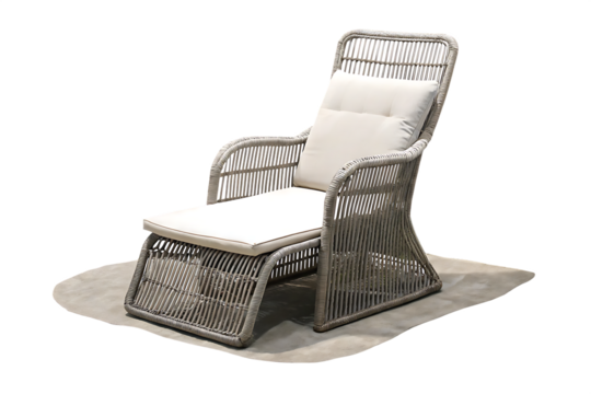 top view of outdoor cord lounge armchair isolated on white background PNG