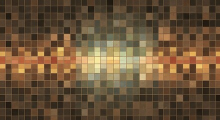 Fototapeta premium Abstract Pixel Mosaic with Golden Glow – Modern Digital Art Background 