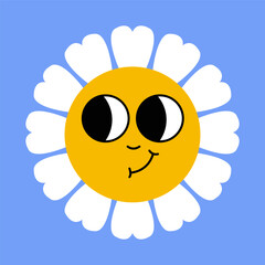 Daisy flower smiling face, cute sunflower emoji for different emotions, great for adding joy to your designs