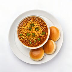 Spicy Misal Pav—Maharashtrian Street Food Featuring Sprouted Bean Curry with Crunchy Farsan, Fresh Garnishes, and Buttered Pav