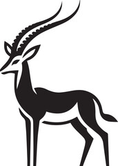 Stylized Black and White Gazelle Vector Illustration – Antelope Silhouette Logo Design