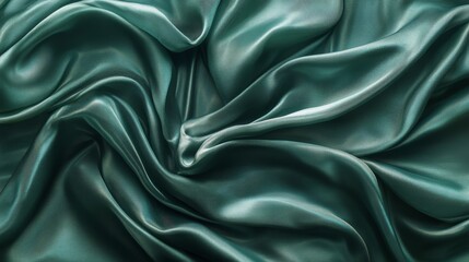 Obraz premium Deep teal silk fabric draped in luxurious folds.