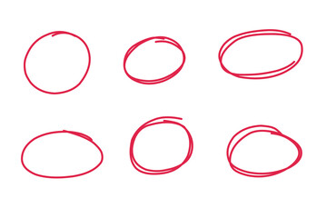 handrawn red marker bubbles circle isolated on white