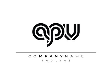 APV Creative Unique Modern Letter Logo Design. Stylized logo featuring a unique letter design, presenting abstract minimalist aesthetics and modern appeal.