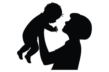 silhouette of mother and daughter