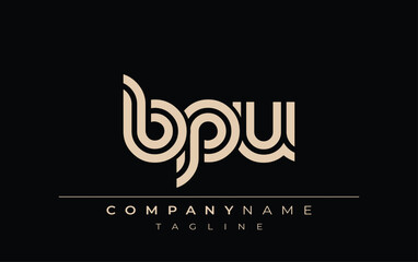 BPU Creative Unique Modern Letter Logo Design. Stylized logo featuring a unique letter design, presenting abstract minimalist aesthetics and modern appeal.