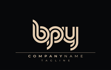 BPY Creative Unique Modern Letter Logo Design. Stylized logo featuring a unique letter design, presenting abstract minimalist aesthetics and modern appeal.