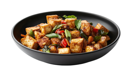 Delicious Tofu Stirfry Recipe Asian Cuisine Food Photography isolated on transparent background