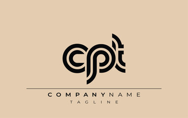 CPT Creative Unique Modern Letter Logo Design. Stylized logo featuring a unique letter design, presenting abstract minimalist aesthetics and modern appeal.