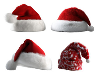 Collection of Festive Santa Hats Red, White, and Furry Designs