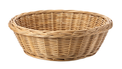 Obraz premium A woven wicker basket isolated on a plain black background