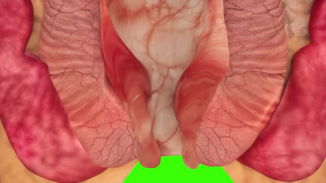 3D Medical Illustration of Internal Hemorrhoids With Green Screen Background