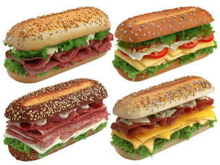 Delicious Sub Sandwiches Four Gourmet Varieties