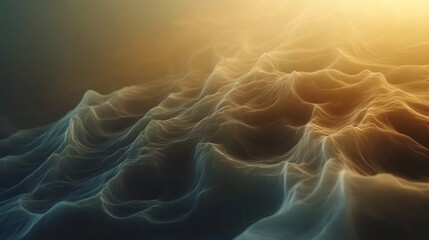 The image is a beautiful representation of ocean waves, with a mix of blue and yellow colors. The waves are depicted in a way that makes them look like they are moving and changing constantly