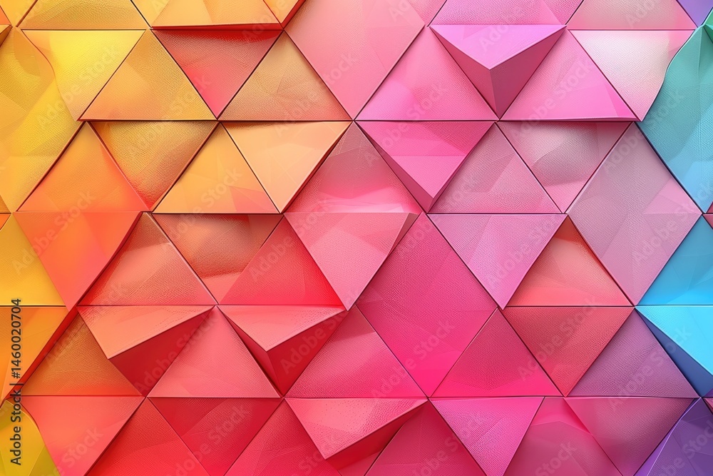 Poster colorful triangular design in a vibrant abstract pattern.