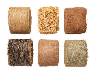 Collection of Diverse Hay and Straw Bales Textures and Colors