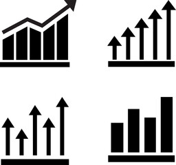 Growing bar icon set. Business graphs and charts icon