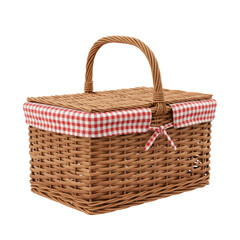 Picnic wicker basket isolated on transparent background, Picnic Straw Basket PNG 