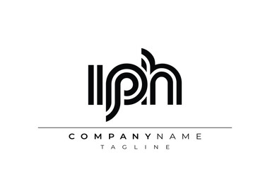 Obraz premium IPH Creative Unique Modern Letter Logo Design. Stylized logo featuring a unique letter design, presenting abstract minimalist aesthetics and modern appeal.
