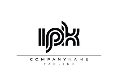 IPK Creative Unique Modern Letter Logo Design. Stylized logo featuring a unique letter design, presenting abstract minimalist aesthetics and modern appeal.