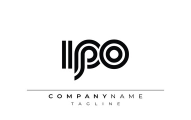 IPO Creative Unique Modern Letter Logo Design. Stylized logo featuring a unique letter design, presenting abstract minimalist aesthetics and modern appeal.