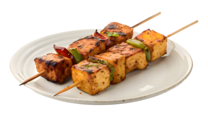 Paneer tikka kebab on a plate 