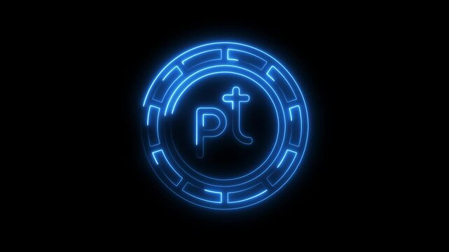 Glowing neon pt logo animation on black background stylish corporate design