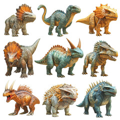 Mythical Extinct Animals isolated on transparent background.