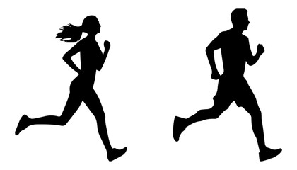 Obraz premium Man and woman walk and run icon set. male and female symbol