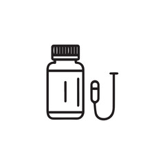   A minimalist medical container symbol design with black and white color.