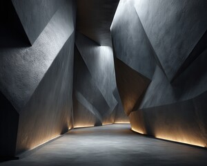 Exploring abstract architectural design modern gallery interior space minimalist environment dramatic viewpoint
