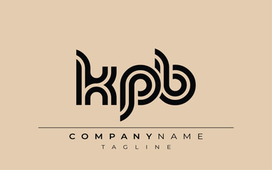Fototapeta premium KPB Creative Unique Modern Letter Logo Design. Stylized logo featuring a unique letter design, presenting abstract minimalist aesthetics and modern appeal.