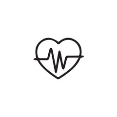  A minimalist heart rate symbol design with black and white color.