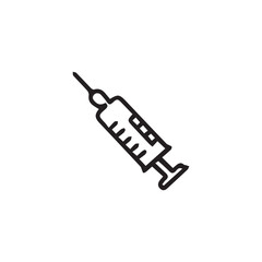     A minimalist injection symbol design with black and white color.