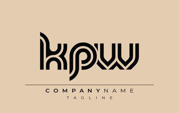 KPW Creative Unique Modern Letter Logo Design. Stylized logo featuring a unique letter design, presenting abstract minimalist aesthetics and modern appeal.