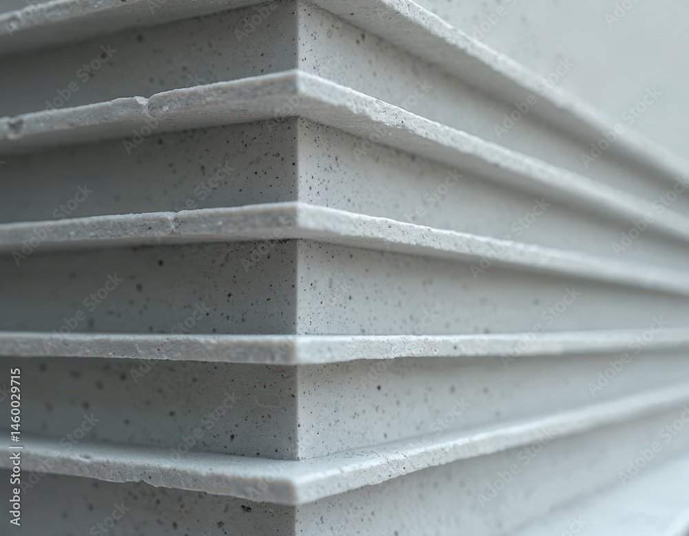 Poster close-up of concrete material with 3d printing. texture pattern features horizontal lines, forms. mo