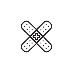     A minimalist adhesive bandage symbol design with black and white color.