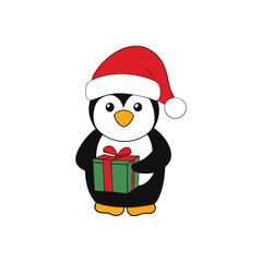 santa claus with gift box