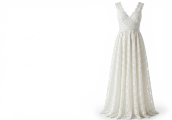 Elegant white dress isolated on white background