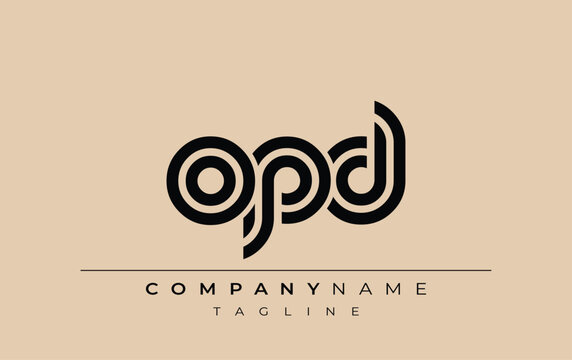 OPD Creative Unique Modern Letter Logo Design. Stylized logo featuring a unique letter design, presenting abstract minimalist aesthetics and modern appeal.